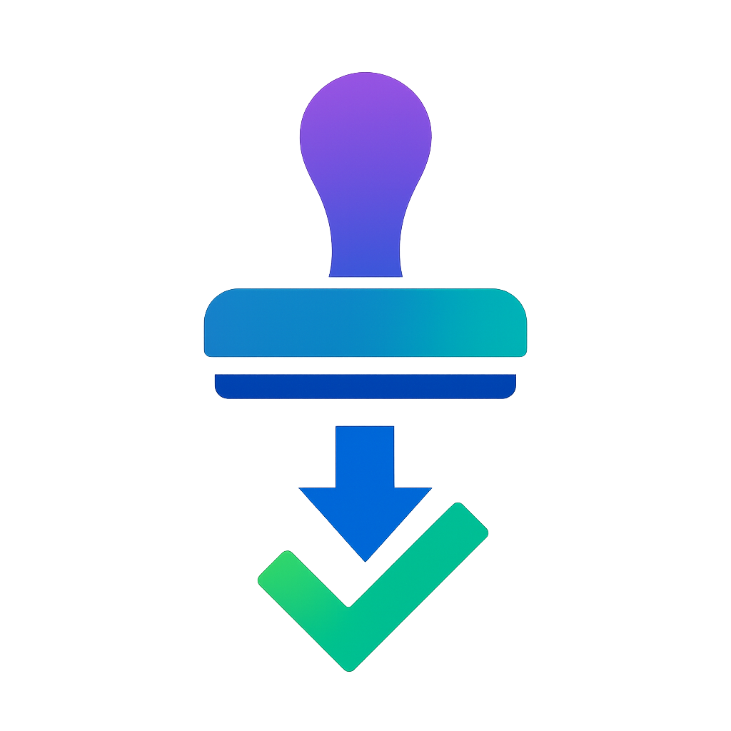 Stamp with Checkmark and Arrow